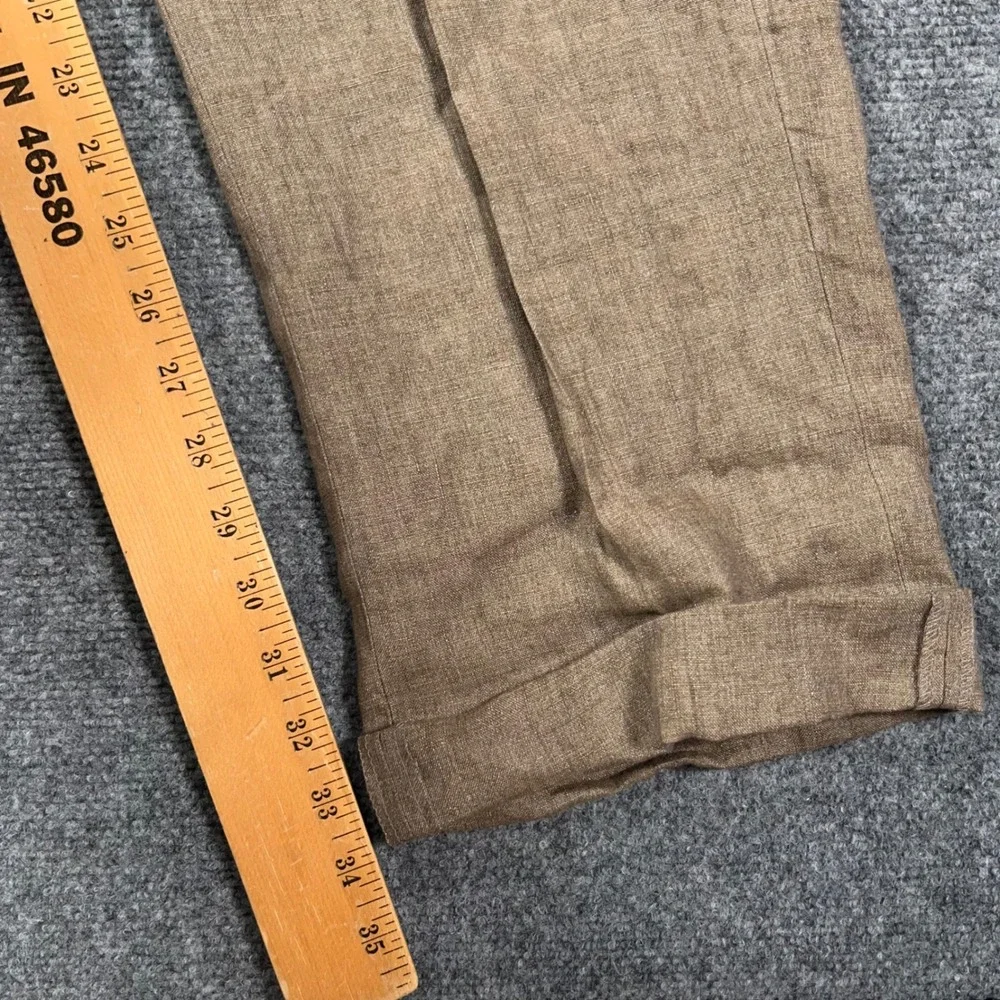 Joseph Abboud Heritage Pants Mens 44 100% Linen Leomaster Italian Brown Unhemmed